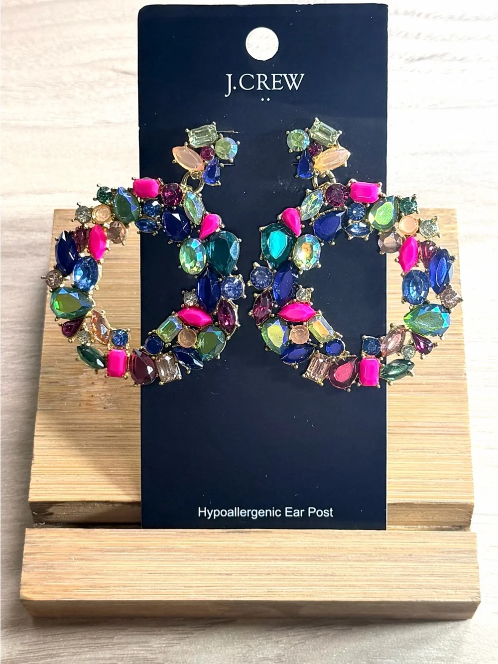 NWT J. Crew Colorful Wreath Statement Earrings